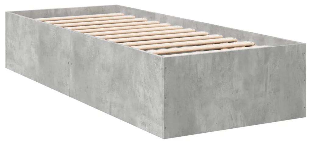 3281052 vidaXL Cadru de pat, gri beton, 100x200 cm, lemn prelucrat