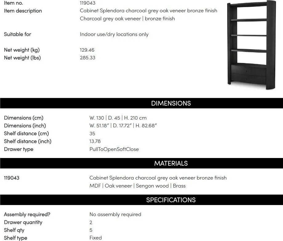 Raft LUX Furnir Stejar Gri Carbune, Splendora