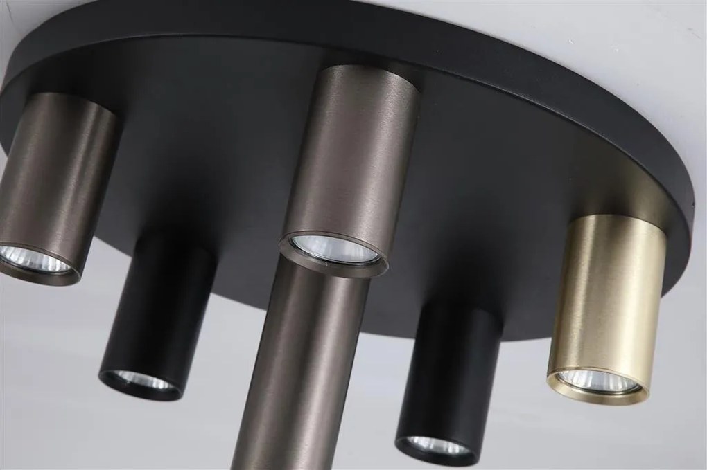 Plafoniera neagra cu 6 spoturi GU10 Tubes