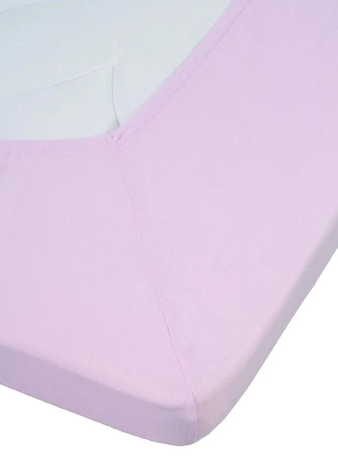 Cearceaf roz pat fetite elastic bumbac 80x200 cm Jersey TP Soft Pink