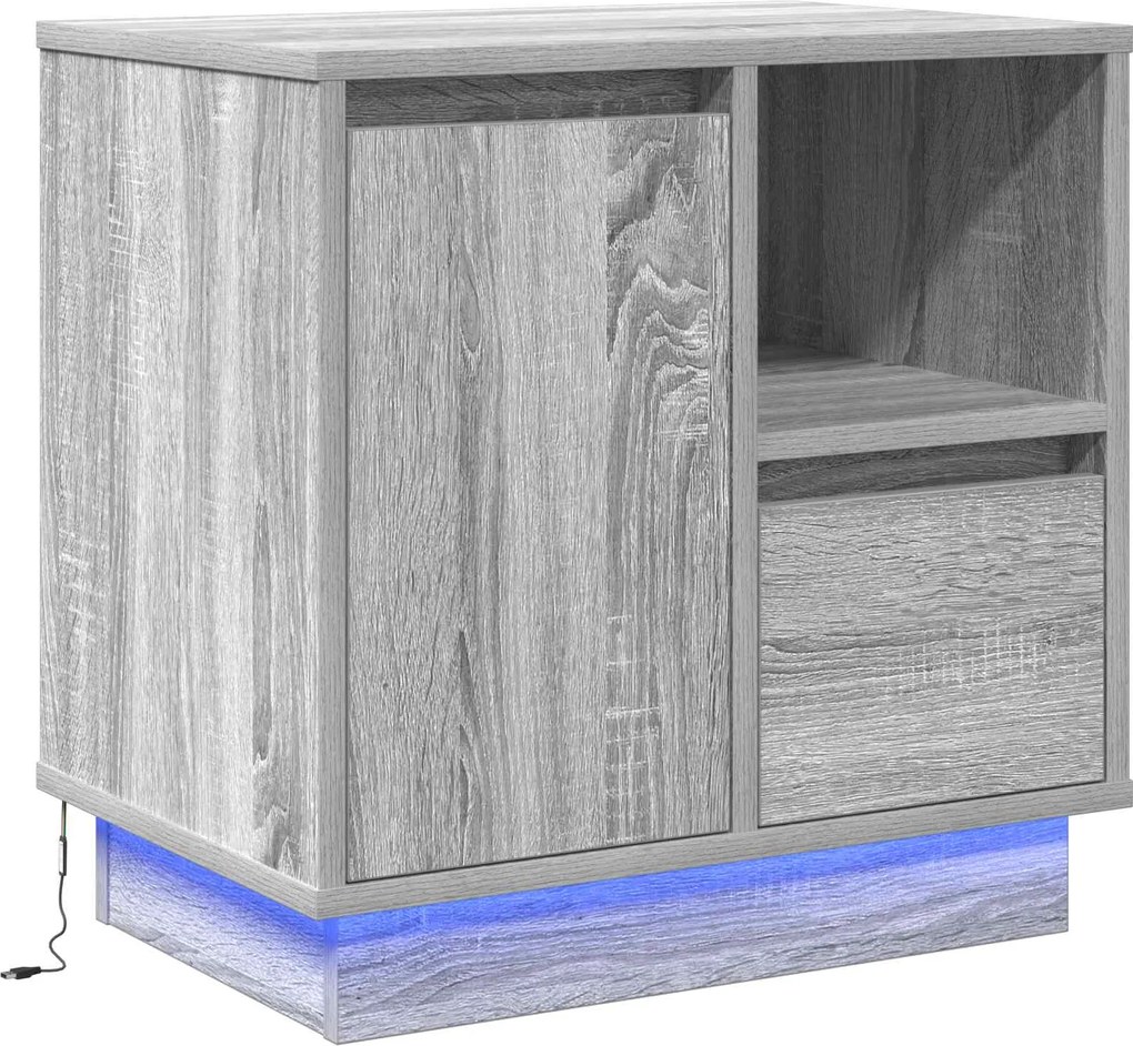 vidaXL Dulap de noapte cu sertar Gri 50 x 34,5 x 50 cm Lemn compozit