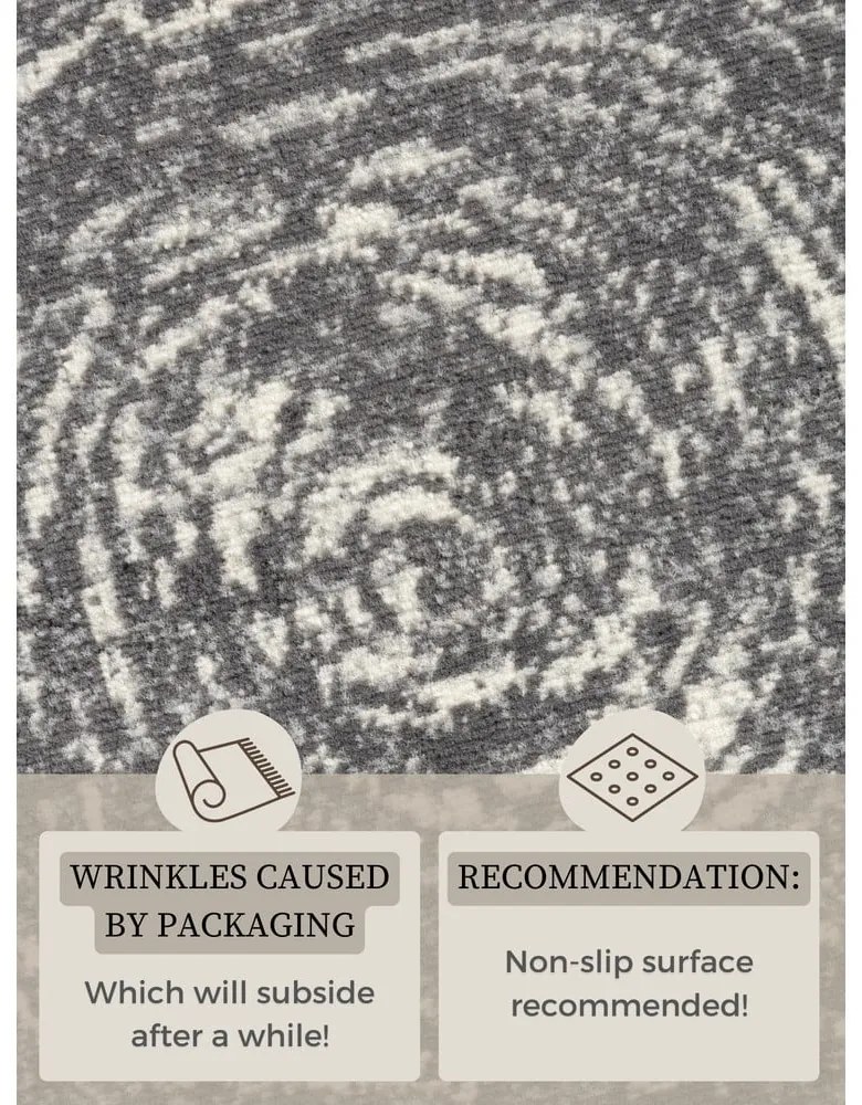 Covor gri-crem rotund ø 160 cm Gloria Cavallo – Hanse Home