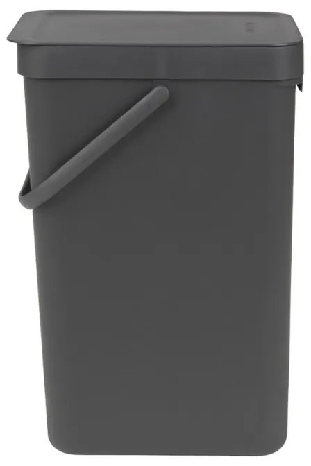 Cos de gunoi colectare selectiva Brabantia Sort&Go 648978, 16 L, Maner, Montabil pe perete, Gri inchis