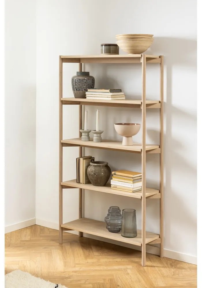 Bibliotecă în culoare naturală cu aspect de lemn de stejar 86x160x30 cm Braidwood – Actona