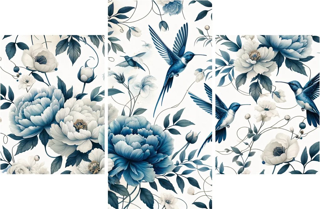 Tablou - Colibri cu flori (90x60 cm)