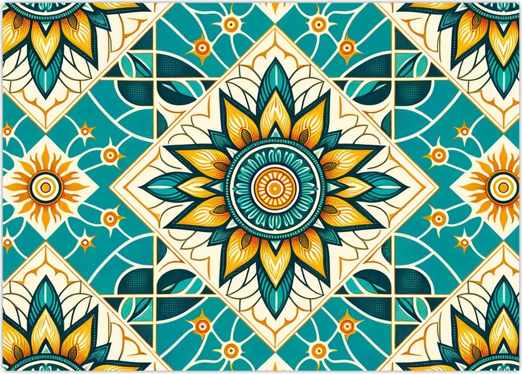 Tablou pe sticlă - Model turcoaz (70x50 cm)