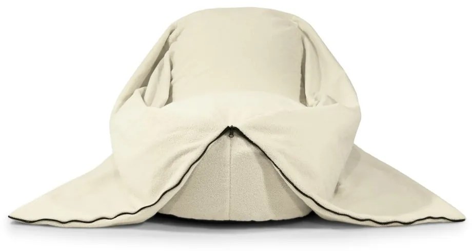 Fotoliu puf pentru copii crem cu tapițerie din țesătură bouclé Cocoon 120 – SLOWDOWN