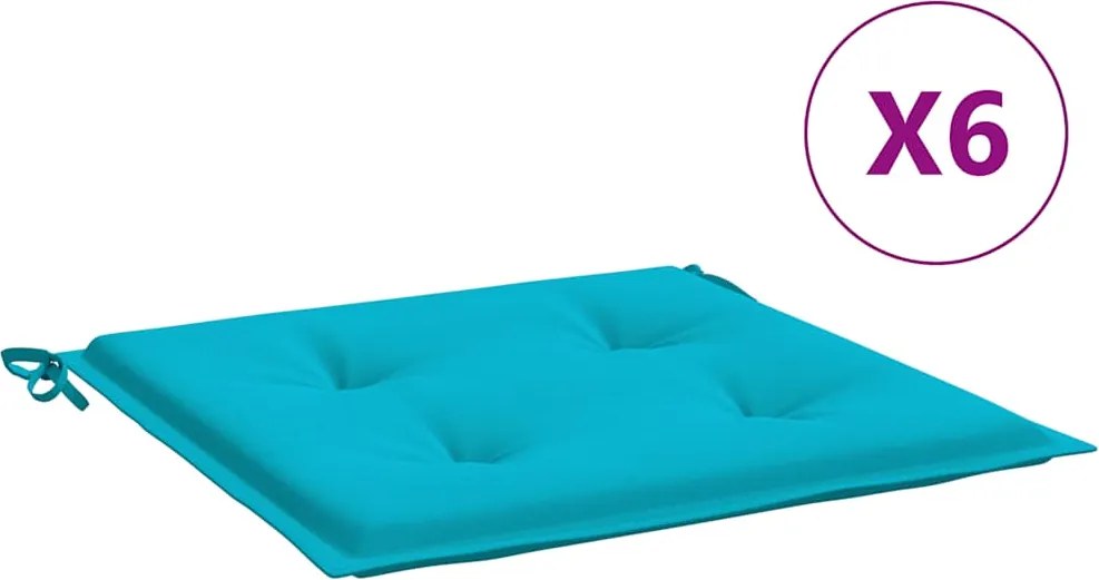 vidaXL Perne scaun grădină, turcoaz, 6 buc., 50x50x4 cm, textil