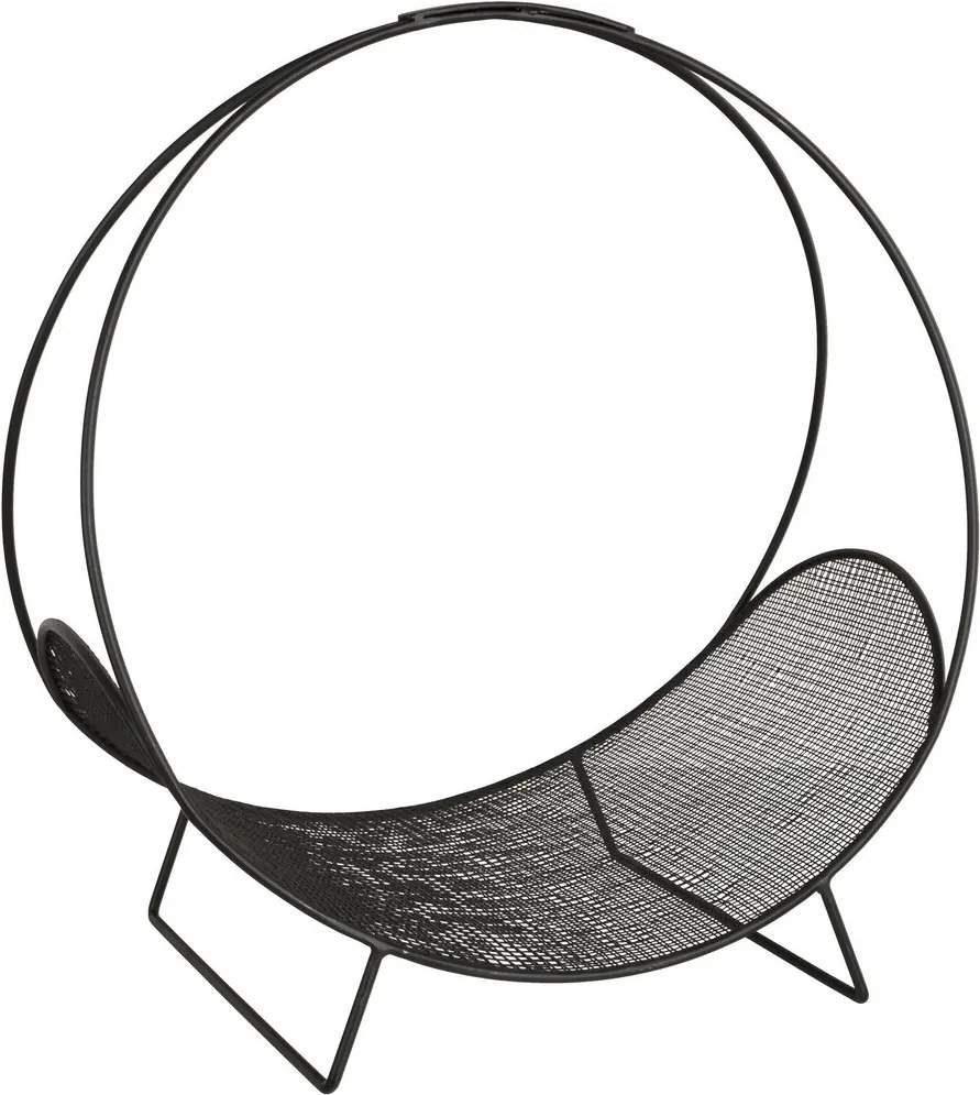 Suport reviste rotund de podea din fier negru Zaira 48 cm x 30 cm x 50 h