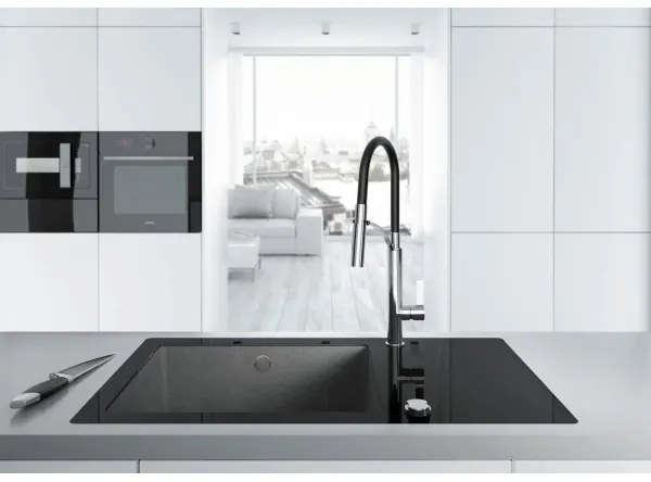 Deante BGB_B720 - Baterie chiuvetă GERBERA negru/crom cu braț flexibil