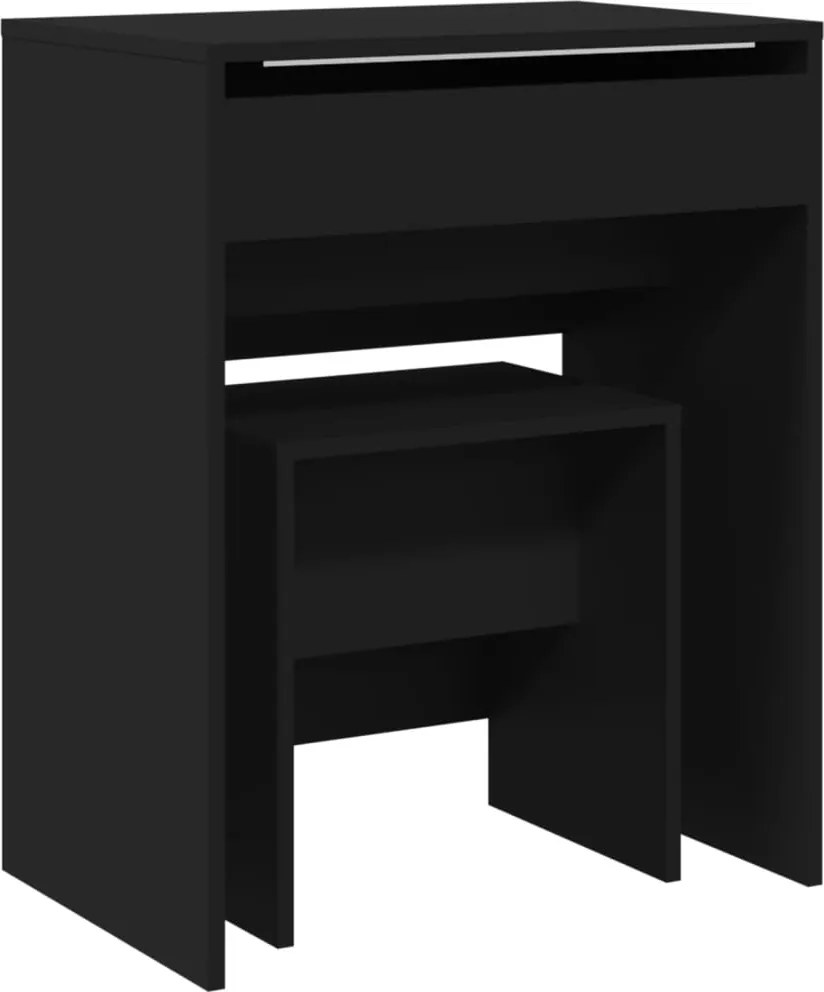 vidaXL Masă de toaletă și taburet, negru, 60x40x113,5 cm