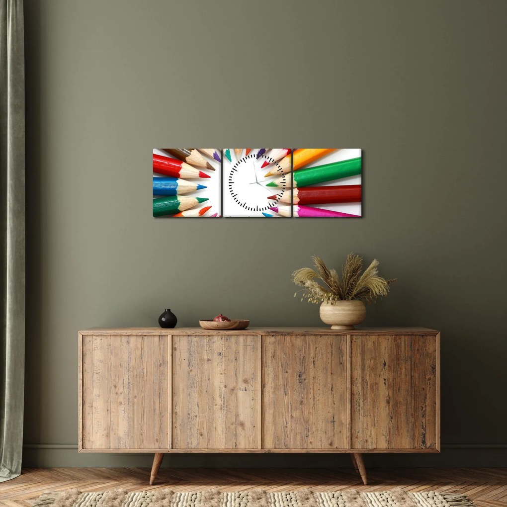 Tablou creioane (cu ceas) (90x30 cm)
