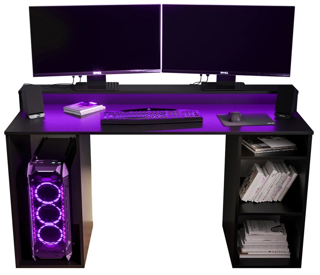 Masă PC pentru gaming Garrick 1 (negru) (cu iluminat LED RGB). 1064134