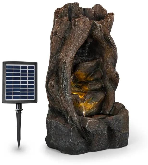 Magic Tree, fontană solară, 2,8 W, polirezină, 5 ore, baterie, iluminare LED, aspect lemn