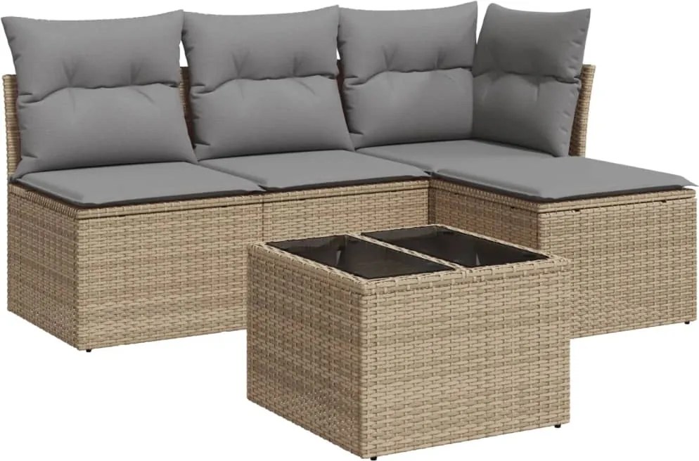 vidaXL Set canapele de grădină cu perne, 5 piese, bej, poliratan