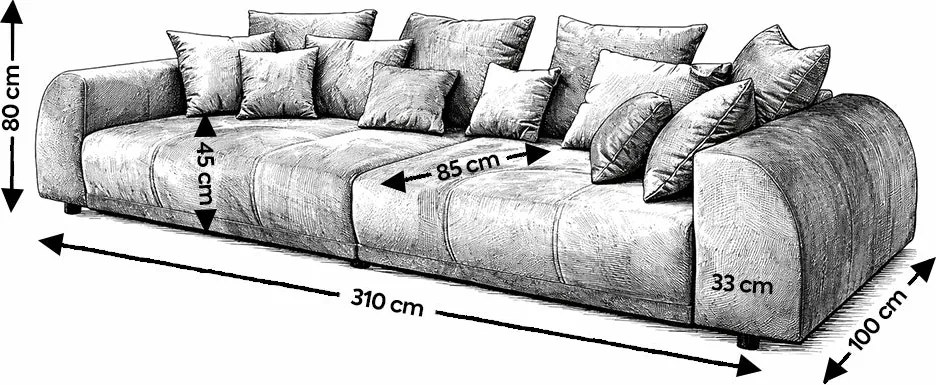 Canapea extensibilă dumonde cu 2 lăzi de depozitare si sezut confortabil din spuma high-density, Verona Zoom Red 310x100 cm
