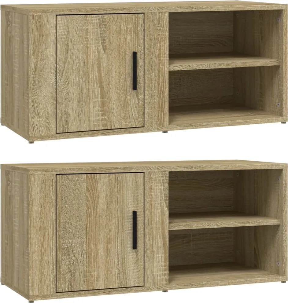vidaXL Comode TV, 2 buc., stejar sonoma, 80x31,5x36 cm, lemn prelucrat
