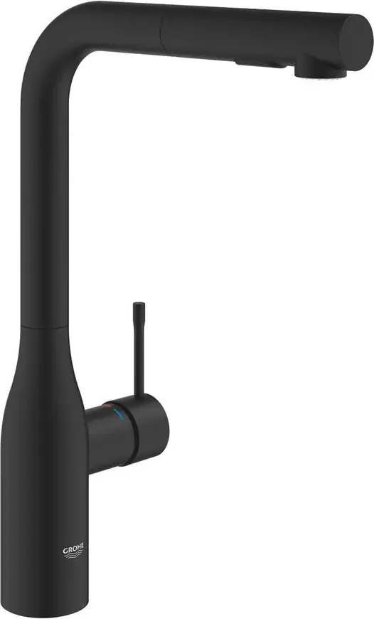 Baterie bucatarie cu dus extractibil Grohe Essence negru mat Phantom Black