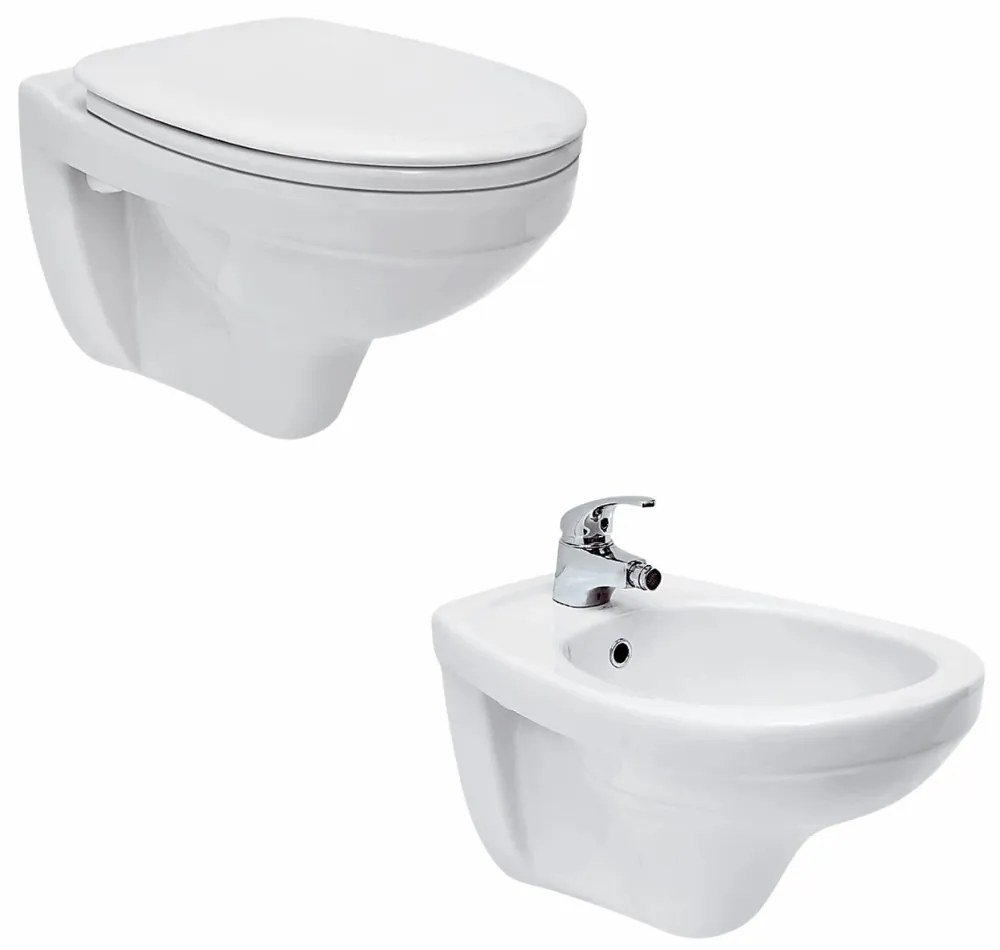 Set vas wc suspendat cu capac duroplast si bideu, Cersanit Terra