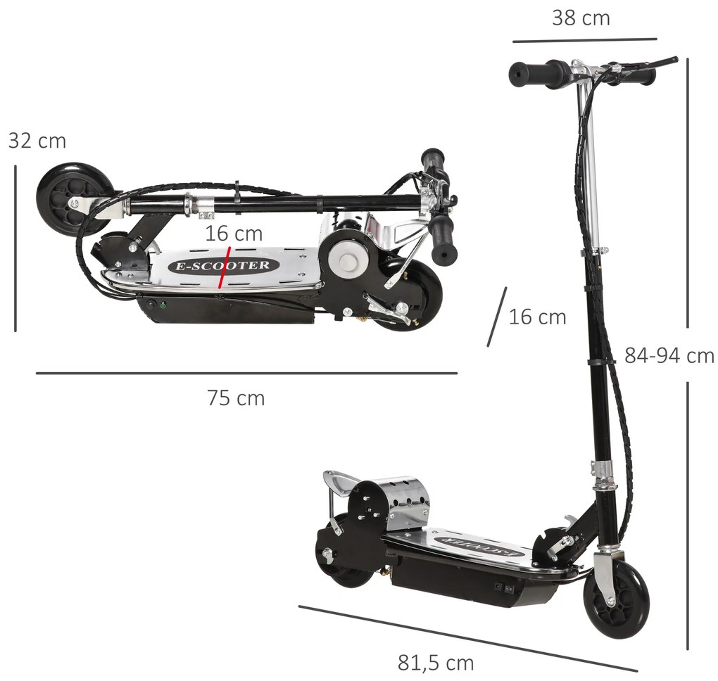 HOMCOM Trotinetă Electrică pentru Copii, cu Frână, Autonomie Mare, 81.5x37x90cm | Aosom Romania