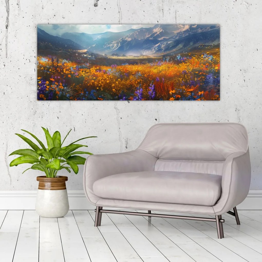 Tablou - Peisaj montan pictat II. (120x50 cm)