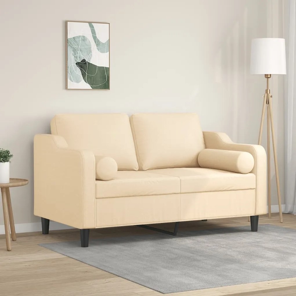 3153017 vidaXL Canapea cu 2 locuri cu perne&pernuțe crem 120 cm textil