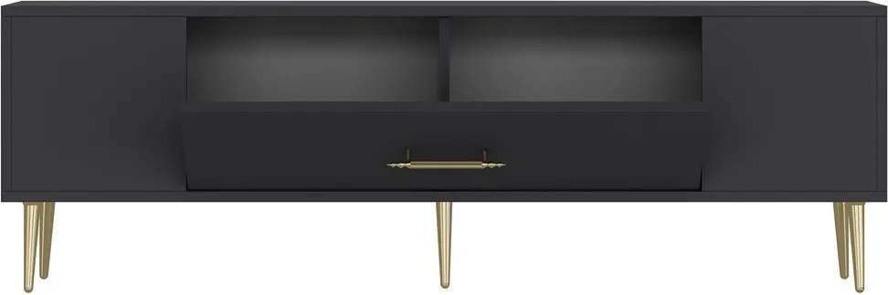 Comoda TV, Hanah Home, Dekos, 150x48.2x29.6 cm, Antracit / Aur