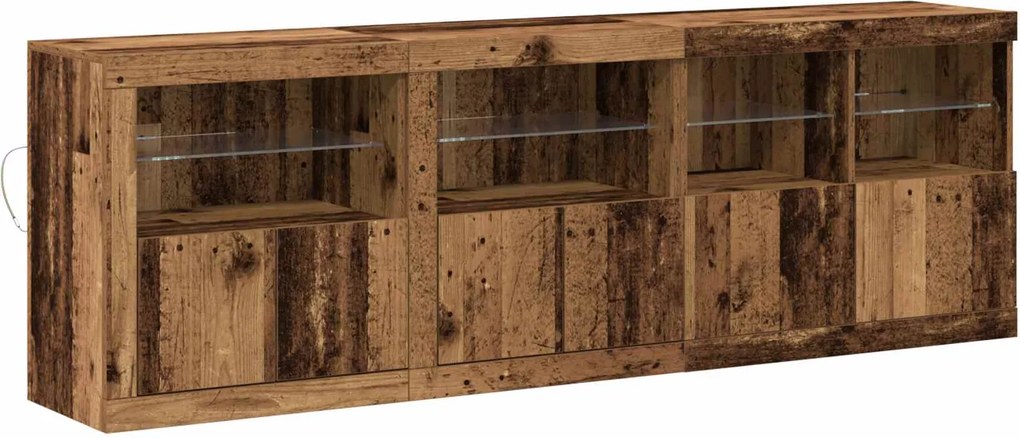 vidaXL Bufet LED Lemn vechi 202 x 37 x 67 cm Lemn compozit