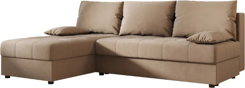 OFERTA Canapea extensibila reversibila forma L VENORIA SLIM 200x143 cm, bej + 2 pernute GRATUIT Calitate II