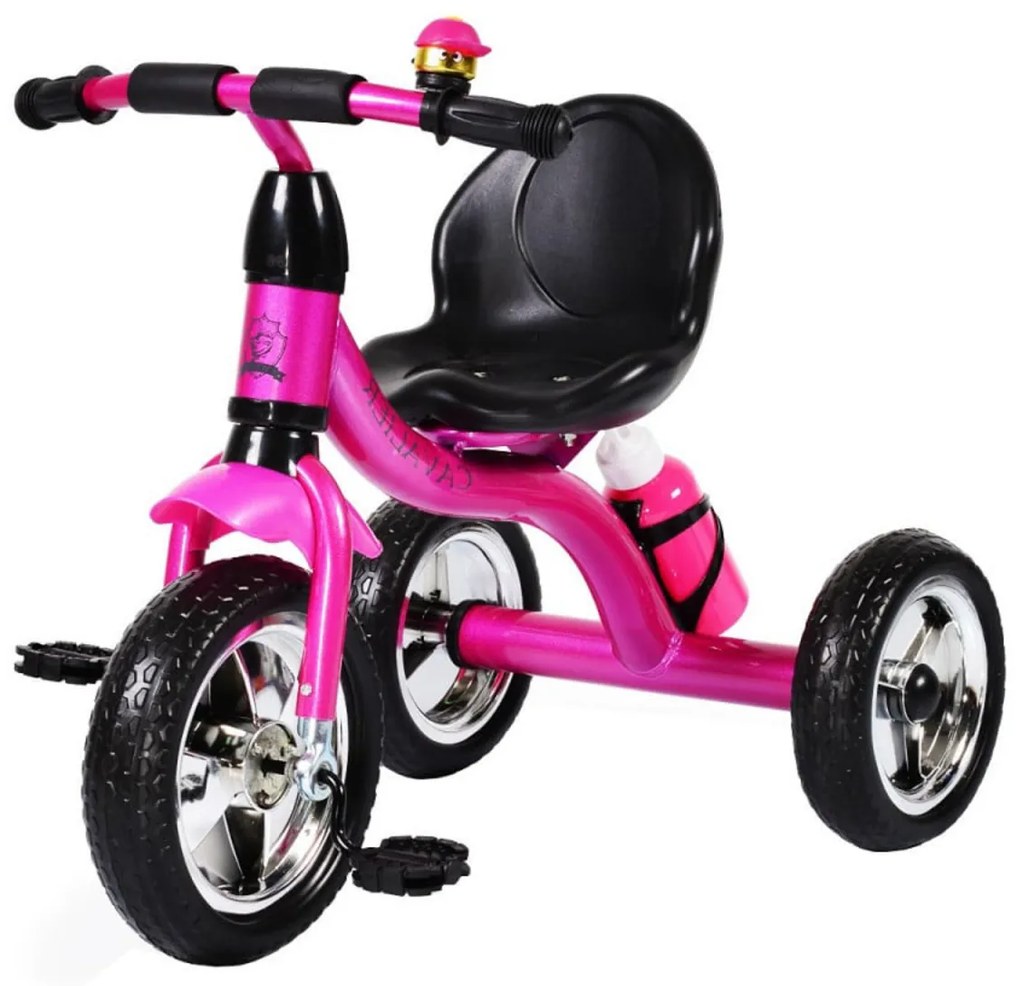 Tricicleta cu pedale NOVOKIDS™ Chavalier ,Cu sonerie si sticla de apa, max 20 kg, Roti din spuma cauciucata EVA, Cadru metalic, Dimensiuni 75X54X46