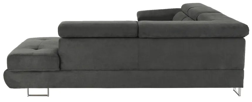 Colţar, piele ecologică gri-maro, model dreapta, BUTON P