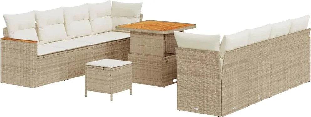 vidaXL Set de canapele pentru grădină cu pernă 12 pcs Bej poliratan