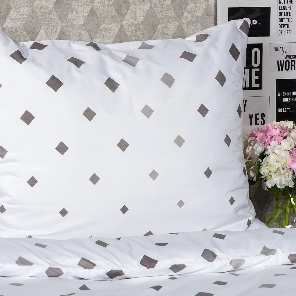 Lenjerie de pat 4Home Geometric, gri micro, 140 x 220 cm, 70 x 90 cm
