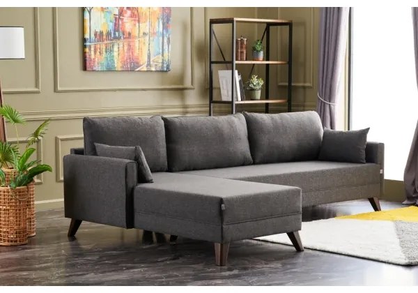 Colțar în L RIGA, antracit, orientare stânga