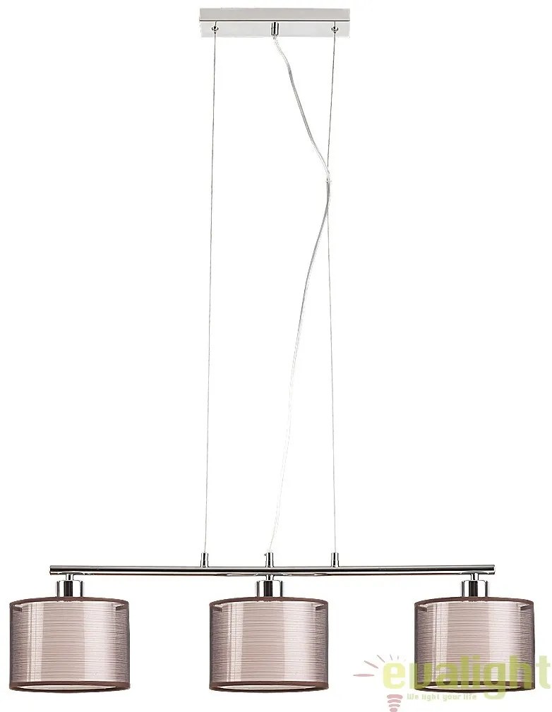 Lustra cu 3 pendule design modern, finisaj crom/ maro, Anastasia 2630 RX