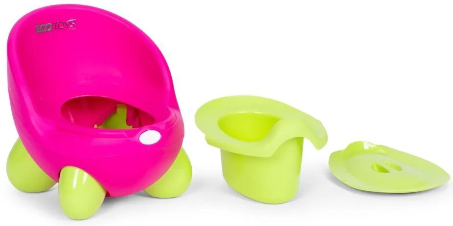 Ghiveci cu inserție detașabilă, picioare anti-alunecare roz-verde