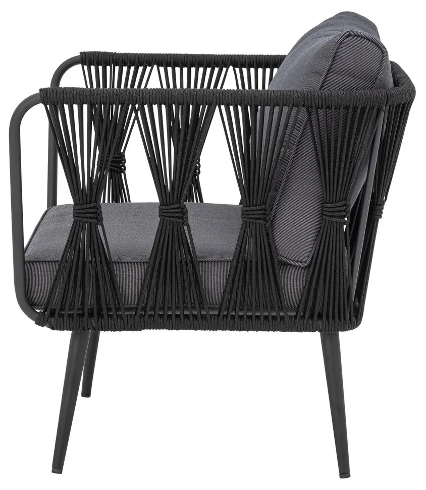 Fotoliu de exterior, negru, din metal, Pavone