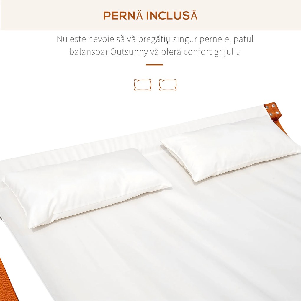 OutSunny Hamac din lemn cu pat balancor de Gradina, 2 oameni | Aosom Romania