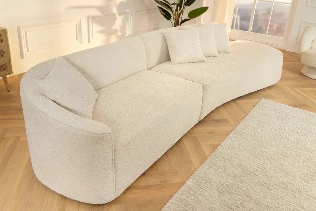 Canapea semicirculara XXL, Tesatura Boucle, Bej, ATELIER L 330cm, A-46548 VC