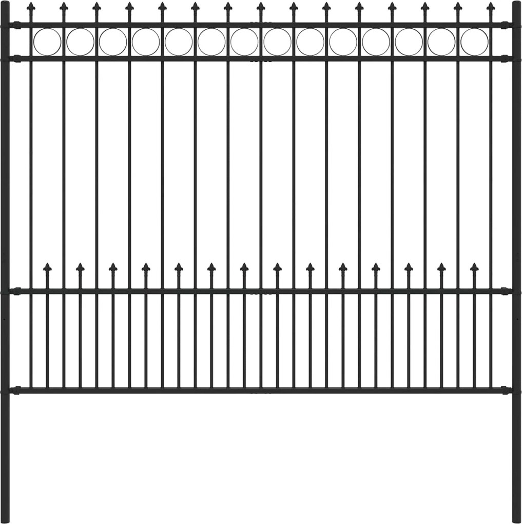 vidaXL Gard Spike Ring Negru 200 x 200 cm Oțel vopsit electrostatic