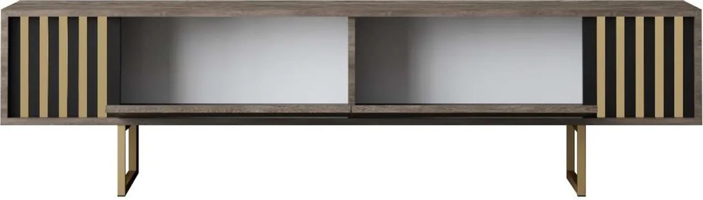 Comoda TV, Hanah Home, Gold Line, 180x30x48 cm, Nuc / Aur