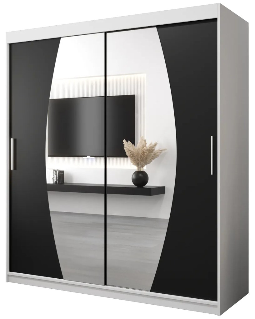 Dulap de haine 180 cm Eclipse (Alb mat + Negru mat). 1063414