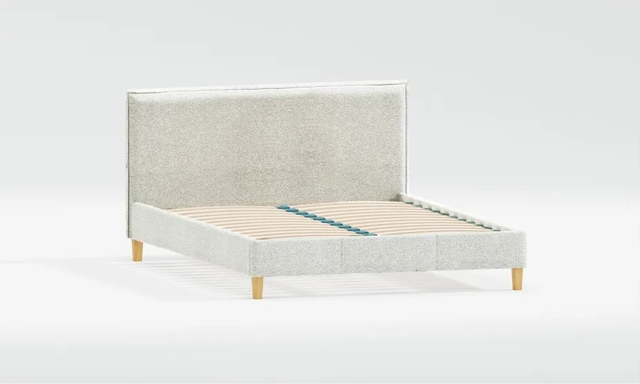 Pat matrimonial bej tapițat cu somieră 200x200 cm Tina – Ropez