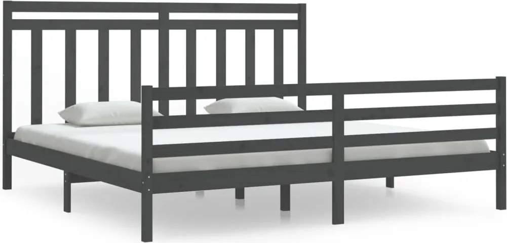 vidaXL Cadru de pat, gri , 200x200 cm, lemn masiv