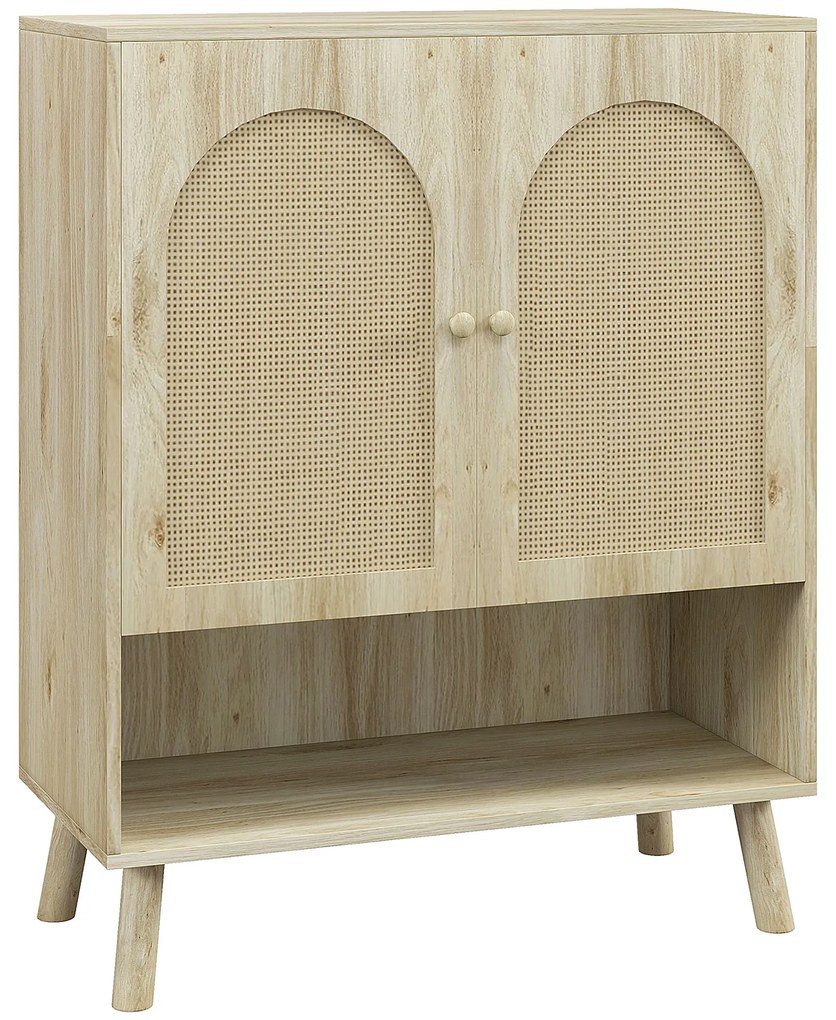 HOMCOM Dulap de depozitare Boho cu uși decorative din ratan | Aosom Romania