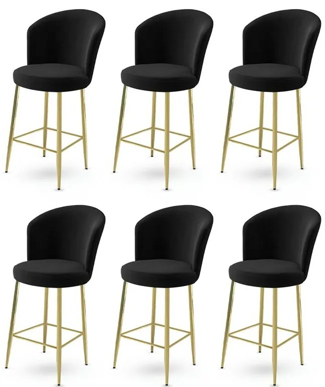 Set de scaune de bar Alte Black and Gold, 6 bucăți, 6 buc.