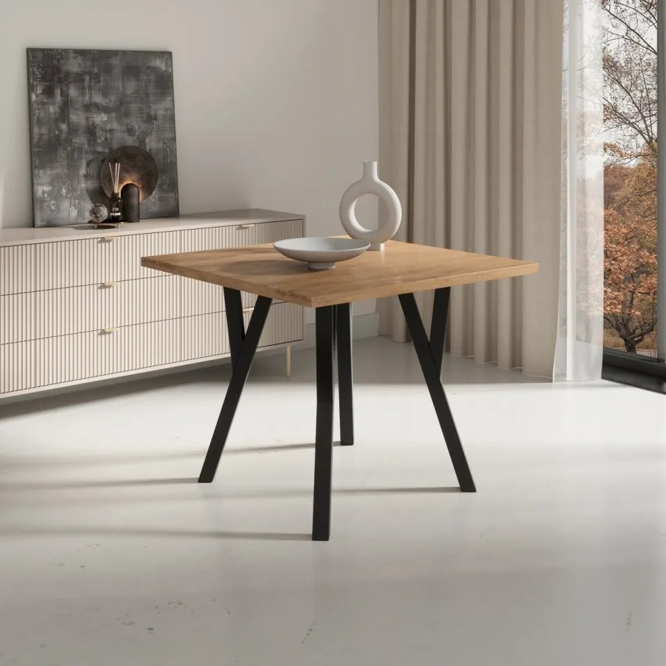 Masa RODOS 83, ADRK Furniture (Culoare: Craft Gold / Negru)