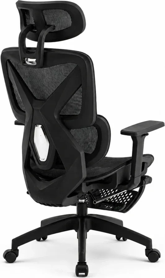 RESIGILAT- Scaun ergonomic, functie translatie sezut, cotiere 3D, tetiera 3D, suport lombar Adaptive, pivotant, suport picioare, Negru