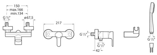 Roca A5A2009C02 - Set de duș cu baterie L20, crom lucios