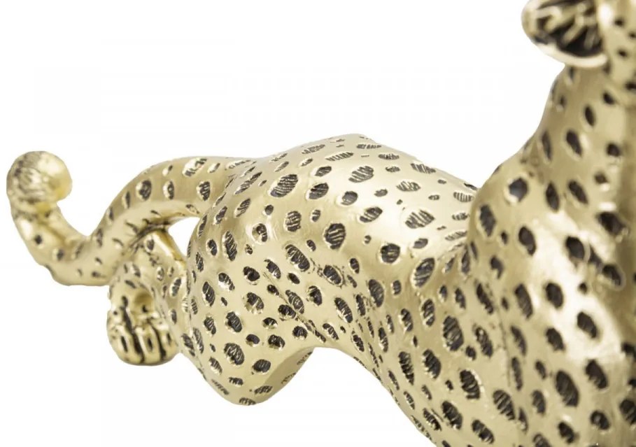 Figurina decorativa aurie din polirasina, 33x7,7x19,5 cm, Leopard Mauro Ferretti